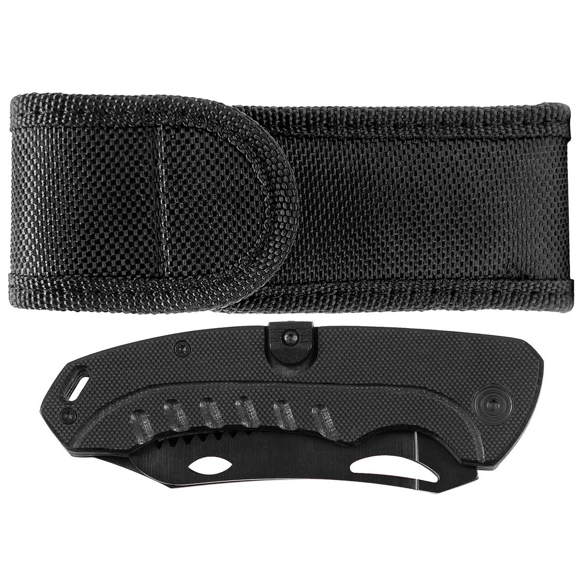 Zatvárací nôž čierny rukoväť G10 MFH 45525